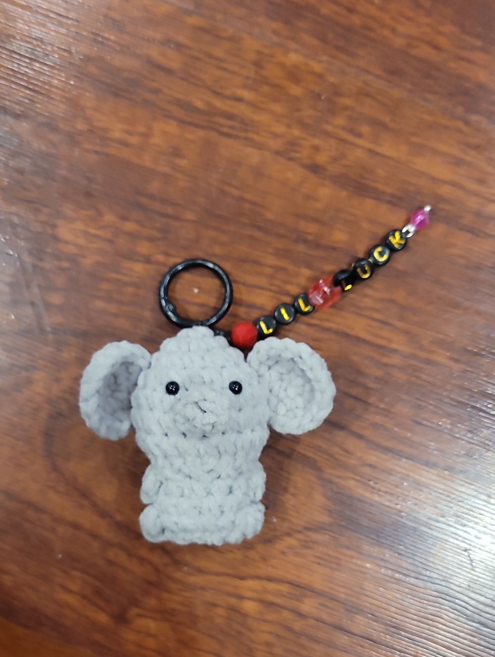 Cute Gray Elephant Crochet Keychain Plush